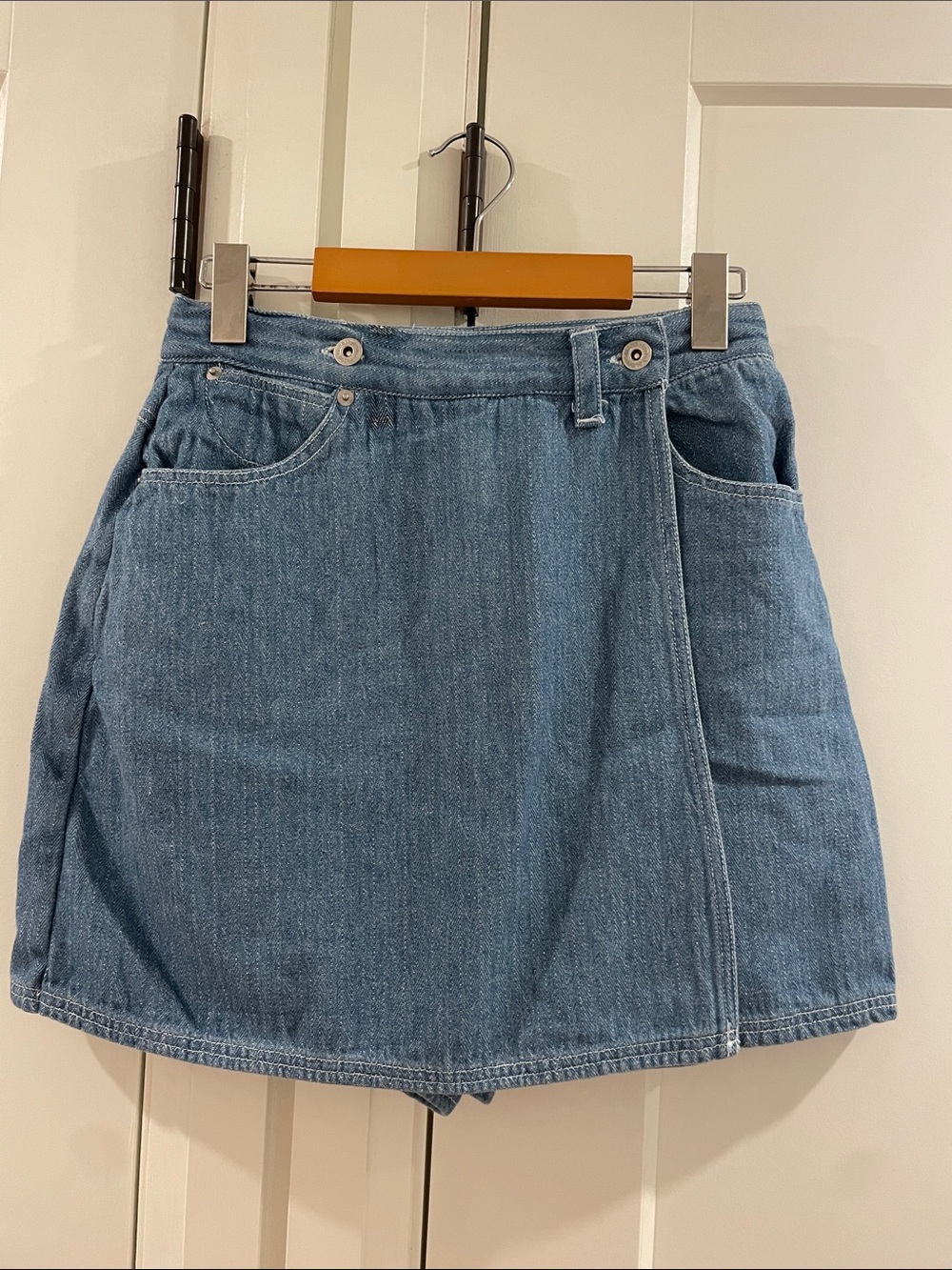 Vintage Faded Glory Light Blue Denim Wrap Skort